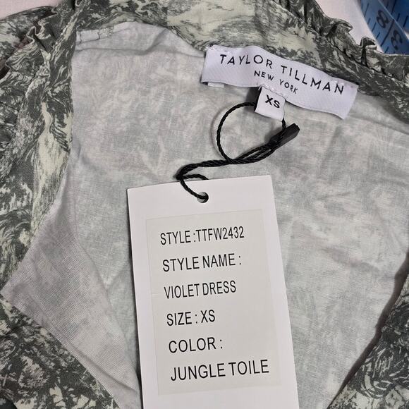 Taylor Tillman New York Green Jungle Toile Dress Women's XS - Picture 5 of 6